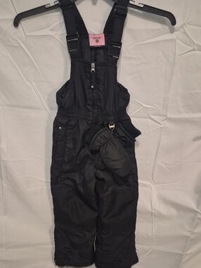 Kids Black Insulated Snow Bib Overalls Size 4